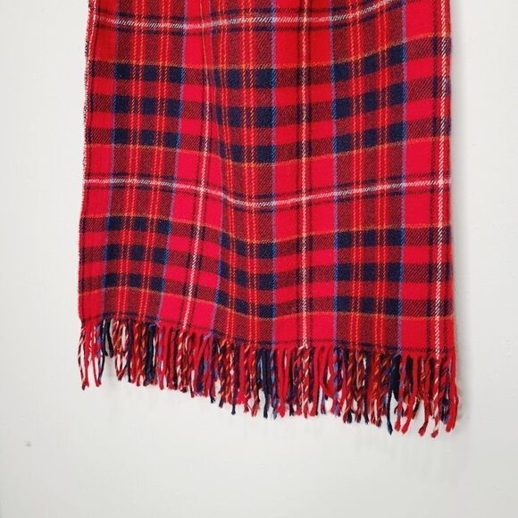 Vintage Pendleton Wool Blanket Stadium Red Plaid - Picture 5 of 6